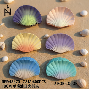 Clip per capelli a forma di conchiglia da 10 cm, accessorio per capelli verniciato effetto touch. - Product Image 3