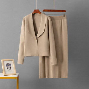 Conjunto de Dos Piezas Elegante Pretty Steps 2026 para Otoño e Invierno, <span class=keywords><strong>Blazer</strong></span> de Punto y Falda Ajustada Sexy - Product Image 1