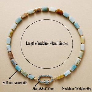<span class=keywords><strong>Collana</strong></span> di pietra naturale per donna quadrata Amazonite arcobaleno tormalina con perline di alta gioielleria Facated muschio agata clavicola <span class=keywords><strong>collana</strong></span> - Product Image 2