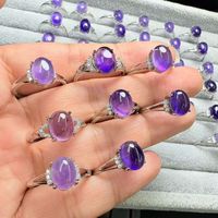 Gran oferta, cristal de alta calidad, piedra de energía curativa Natural, anillo de cobre blanco amatista brillante para Adorno
