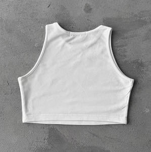 Camiseta sin mangas de algodón transpirable para mujer, diseño personalizado, compra al por mayor, con cuello redondo liso y logo frontal, ideal para gimnasio. - Product Image 2