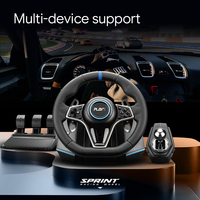 Volant de course et de jeu personnalisé en gros PLAYX GT9 avec capteur à effet Hall, rotation de 270 à 900 degrés, pédales et levier de vitesses