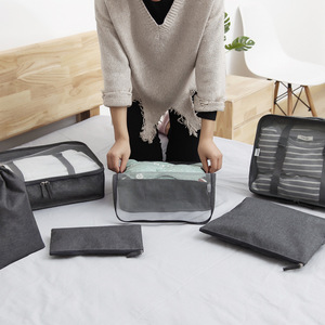 Juego de bolsas de almacenamiento para viaje, organizador de ropa de tela Oxford de 6 piezas, divisor para empacar en viajes - Product Image 1