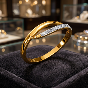 Anillo de Boda de Media Eternidad con Diamantes Cultivados en Laboratorio, Corte Trenzado Elegante, para Mujer, Oro 10K 14K 18K, Plata 925 935 - Product Image 1