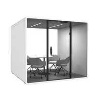 Grande cabine de réunion insonorisée moderne pour bureau, avec cadre en aluminium modulaire, portable et mobile