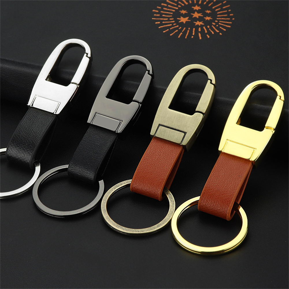 Men's Simple Waist Buckle Leather Business Keychain Car Key Holder Classic Key Ring Accessories Gift For Man