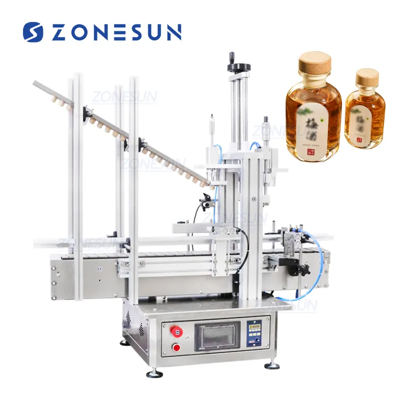 ZONESUN-máquina automática de escritorio para tapar botellas de vino, máquina de prensa para botellas de Whisky, tapón de corcho y tarros de vidrio