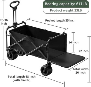 Gerobak Lipat 200L Tugas Berat, Kereta Dorong Lipat, Gerobak Pantai Serbaguna dengan Roda Besar untuk Pasir - Product Image 2