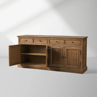 Meuble TV impérial français en bois massif, chêne patiné pour villa, console multimédia, buffets, vitrines, credence