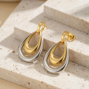 Geometric Water Drop Shape 18K Gold Plated Waterproof 304 Stainless Steel Stud <b>Earrings</b> for Women Trendy Party Jewelry - Product Image 6