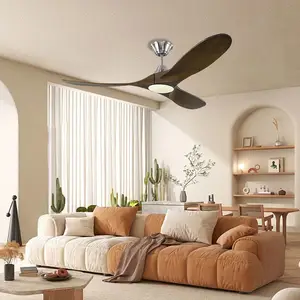 Modern Dc Motor Ceiling Light With Reverse 60inch 3 Wood Blade Remote Control Led Ceiling Fan With Light