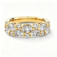 NOVA Luxus Ovaler Schliff Moissanit-Ring Pavé-Fassung Goldfarben Doppellagiger Breiter Ring S925 Sterling Silber 18k Gold Plattiert