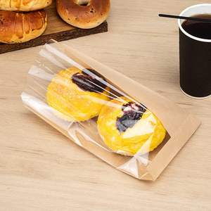 Bolsas de Papel Kraft Desechables Ecológicas de 5.24x6.35x25.40cm con Ventanas Laterales Resistentes a la Humedad <span class=keywords><strong>para</strong></span> Aperitivos, Galletas, Palomitas de Maíz, Papas Fritas - Product Image 4