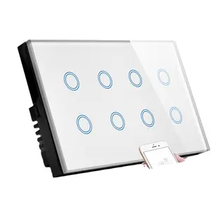 Tuya Wifi Smart 8Gang glass Switch Smart HomeWall light PanelTouch Switch Alexa Google Home Voice Control Saa Approved