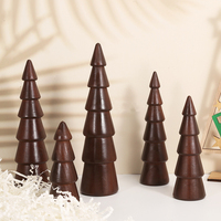 Ensemble de 5 décorations de Noël en bois faites à la main Cadeaux Ornements Mini arbres de Noël en bois