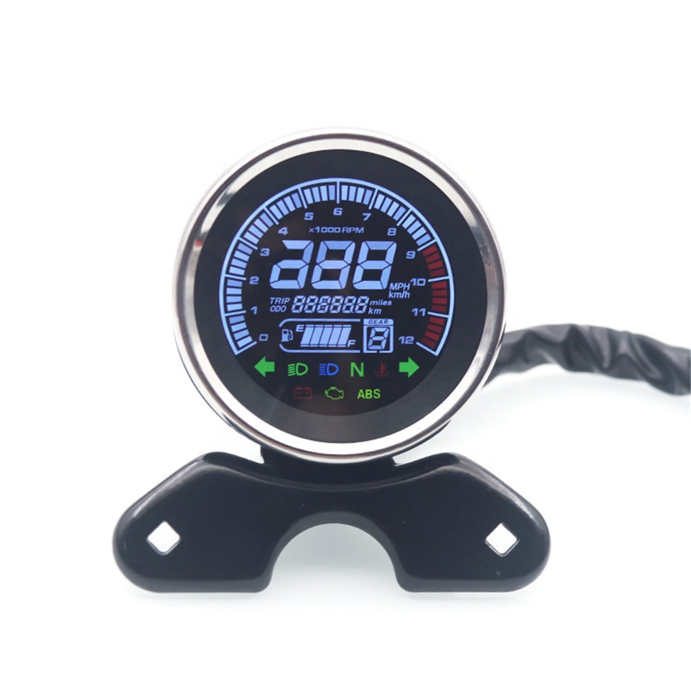 Universal Multi-function Cafe Racer Motorcycle Digital LCD RPM Tachometer Speedometer Odometer Meter Gauge