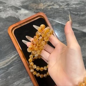 Cristal de citrine (jaune kumquat) pour bracelet, quartz et perle élégants pour hommes et femmes, bracelets en cristal naturel, cadeau - Product Image 3