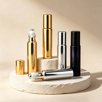 Flacon de parfum roll-on en verre électroplaqué de luxe 10 ml 5 ml, flacon à bille portable pour voyage, flacon roll-on pour huile de parfum