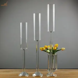 Crystal tall stem hurricane candle holder wedding high floating candle holders