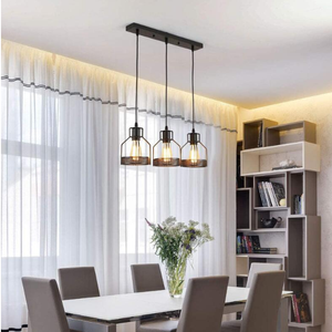 Vintage Eisen käfig Lampe mit einstellbarer Höhe Mehrkopf Anhänger Eisen Lampen schirm für Home Decoration - Product Image 6