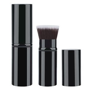 Pinceau à maquillage plat rétractable portable en cuivre noir avec manche en métal, pour fond de teint, fard à joues et poudre, de qualité supérieure, avec remise sur les achats multiples - Product Image 3