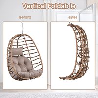 Hamac de patio en rotin en osier de plafond suspendu oeuf balançoire oeuf chaise avec coussin pliable panier chaise pour chambre balcon patio