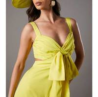 Robe midi d'été personnalisée pour femmes, sexy, élégante, unie, sans manches, col en V profond, bretelles tressées, coton et lin, taille naturelle
