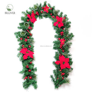 Guirnalda Navideña con Luces LED, Corona de Mimbre Sintético, Adornos para Puerta, Chimenea, Árbol, Decoración Navideña Colgante - Product Image 2