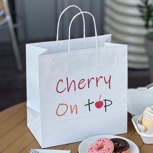 Bolsas de Papel Kraft Personalizadas, Ecológicas, Biodegradables, Reciclables, Resistentes a la Grasa, Aptas para Alimentos, con Asas Planas/Trenzadas para Panadería y Comida para Llevar - Product Image 2