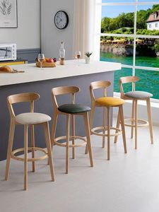 Taburete <span class=keywords><strong>de</strong></span> Bar Moderno <span class=keywords><strong>de</strong></span> <span class=keywords><strong>Madera</strong></span> con Asiento Acolchado, Silla Alta Elegante <span class=keywords><strong>para</strong></span> Isla <span class=keywords><strong>de</strong></span> <span class=keywords><strong>Cocina</strong></span>, <span class=keywords><strong>Barra</strong></span> <span class=keywords><strong>de</strong></span> Pub, Exteriores, Hoteles, Comedor, Dormitorio - Product Image 5