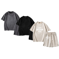 TZT101 2 pièces survêtement unisexe survêtement personnalisé à manches courtes chemises en daim shorts d'été ensemble de t-shirts pour hommes