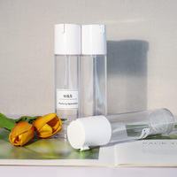 Flacons de lotion sous vide en plastique transparent de 100 ml avec tête de pompe blanche pour soins personnels