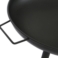 Brasero portable en métal noir avec deux poignées pour jardin, patio, extérieur, brûleur à bois