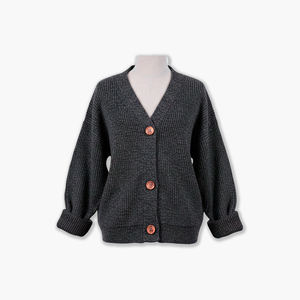 Cardigan en tricot 100% acrylique, col en V, style décontracté, tricot torsadé vietnamien, couleur unie, sans impression, anti-plis, 3 boutons - Product Image 6