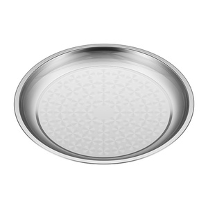 Plateau de service rond en acier inoxydable de 100 cm, grand, à fond plat, multi-usages, <span class=keywords><strong>pour</strong></span> hôtel, restaurant, <span class=keywords><strong>barbecue</strong></span>, compatible micro-ondes - Product Image 2