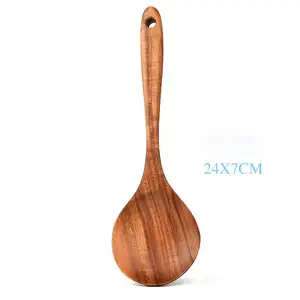 Teak naturale 7 pezzi antiaderente cucina cucchiaio di legno di Teak spatola utensile set da cucina in legno di Acacia