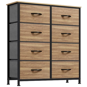 Gabinete de almacenamiento de 8 cajones marrón rústico, mango fácil de tirar, organizador de cofre alto para almacenamiento en sala de estar, grano de <span class=keywords><strong>madera</strong></span> - Product Image 1