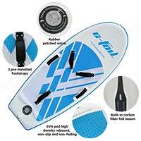 Tabla de Surf Inflable de PVC Doble, Color Azul y Blanco, con Hidroala, Personalizable, Multiusos, SUP 110L/140L