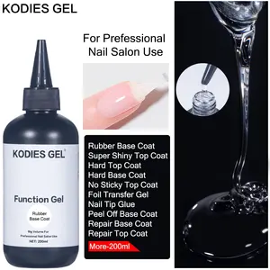 KODIES GEL 200ML Recharge Gel UV Vernis à Ongles <span class=keywords><strong>Semi</strong></span>-Permanent <span class=keywords><strong>Base</strong></span> & <span class=keywords><strong>Top</strong></span> <span class=keywords><strong>Coat</strong></span> Non Toxique Écologique Fourniture en Gros pour Nail Art - Product Image 2
