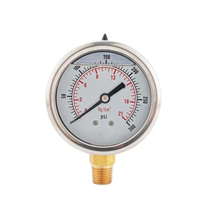 60mm flüssigkeits gefülltes, öl gefülltes Anti vibrations manometer Kupfer legierung Edelstahl gehäuse 1/4 "NPT-Unter montage - Product Image 1
