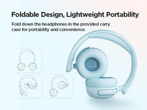 1MORE Wireless Over Ear Headphones Bluetooth 5.3 ANC Touch Control Hi-Fi Sound Light Blue - Product Image 4