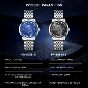 Reloj de Cuarzo para Hombre Mark Fairwhale con Esfera de Segundos Giratoria Estrellada, Resistente al Agua 30m, Caja de Metal, Brazalete de Acero Inoxidable FW-5053 - Product Image 5