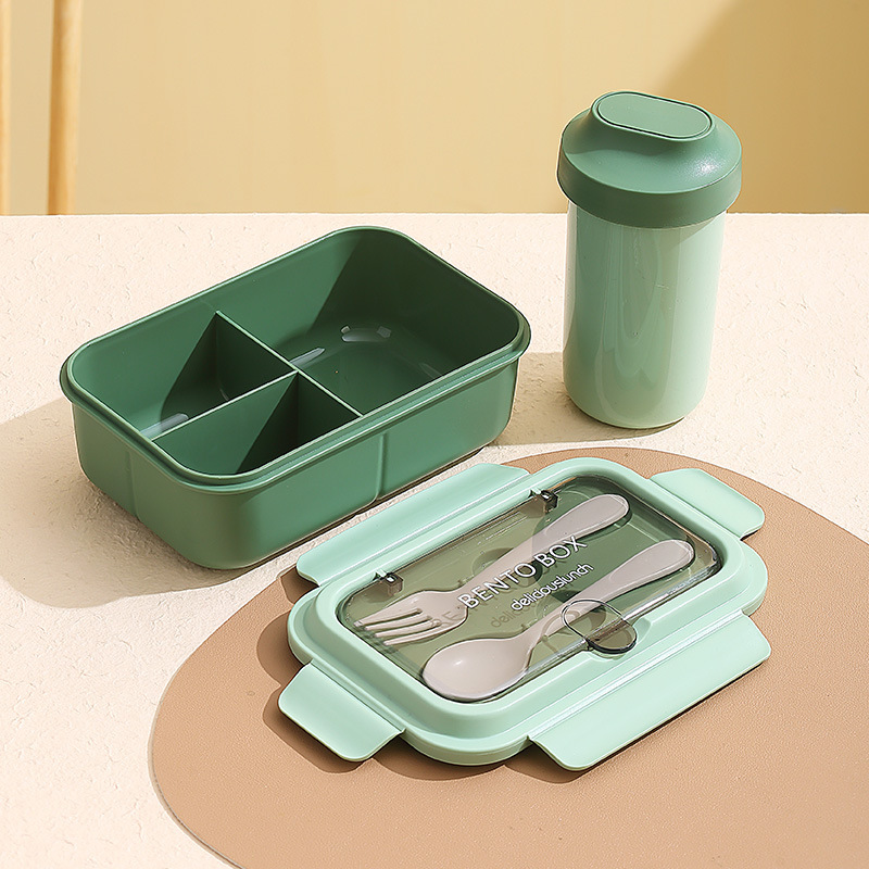 PP three compartments + soup cup-green