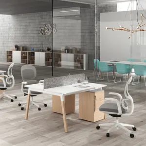 Mesa de oficina para personal, cubículos modernos para 4 personas, mesa de trabajo, muebles de oficina