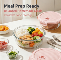 Boîte à lunch en verre dur de 950 ml, récipient de stockage alimentaire étanche, utilisation domestique, compatible lave-vaisselle et micro-ondes, réutilisable, boîte de conservation des aliments