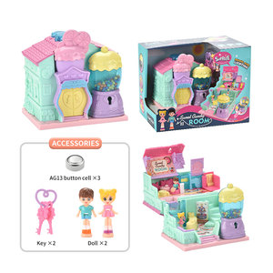 Mini conjunto de simulación de juego para niña, casa de muñecas con muebles y caja ciega de PVC, juguetes para niña, 3x AG13, botón de célula, batte - Product Image 1
