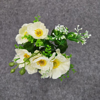 10 Tangkai Bunga Poppy Papaver Gaya Eropa untuk Dekorasi Tengah Meja, Bunga Sutra Realistis 48cm Warna Ivory untuk Natal, Komersial, Lembut