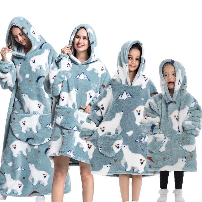 Avocado Print Hoodie Blanket Wearable Blanket for Men Women Oversized  Blanket Sweatshirt With Pocket for Adults Children W24-904