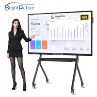 Tableau blanc interactif BRIGHT PICTURE 75 pouces, écran LCD 4K multi-touch 20 points avec caméra 48MP
