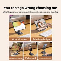 Support de téléphone et tablette en alliage pliable, réglable en hauteur, avec rotation à 360 degrés et triple renforcement antidérapant pour bureau